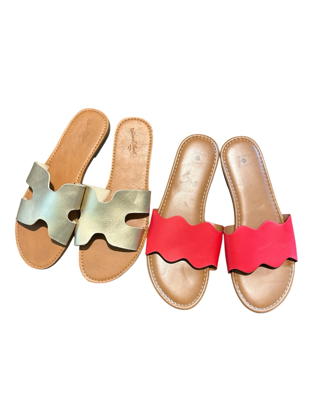 Scalloped Slide Women Sandals Shade & Shore and universal thread sandal Sz 9
